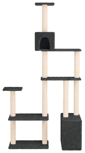 Kočičí strom se škrabacími sloupky sisal Tmavě šedá 177,5 cm 172391