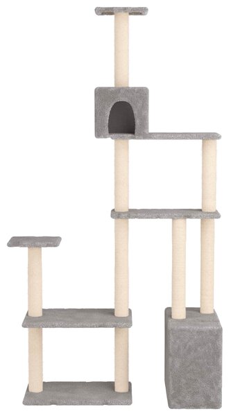 Kočičí strom se škrabacími sloupky sisal Světle šedá 177,5 cm 172390