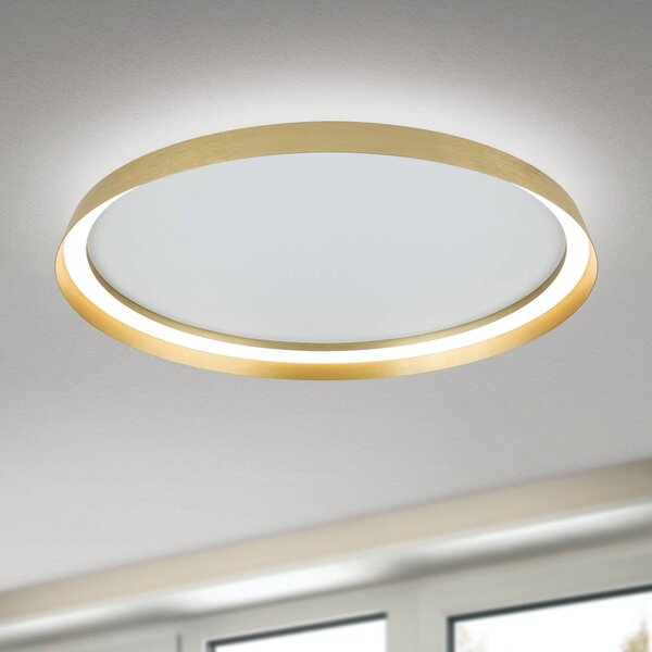 ORION LED stropní svítidlo Manta, Ø 60 cm, zlatá barva, hliník, nahoru/dolů, stmívatelný, Mosaz / zlato, Obývací pokoj / jídelna, Hliník, Moderní, Stropní svítidlo