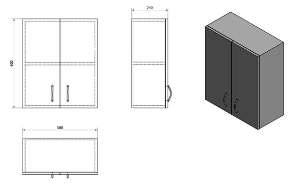 Aqualine Aqualine, SIMPLEX ECO závěsná skříňka 50x60x24cm, SIME530