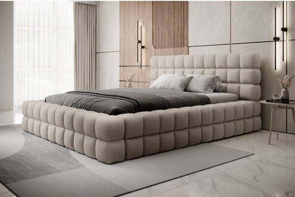 Béžová čalouněná dvoulůžková postel s úložným prostorem s roštem 180x200 cm Dizzle – ELTAP