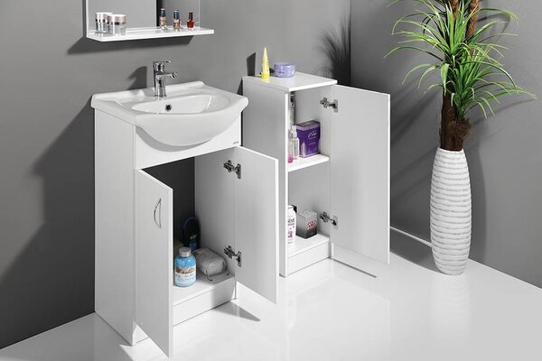 Aqualine Simplex Eco - Skříňka, 30x86x30 cm, bílá matná, SIME340