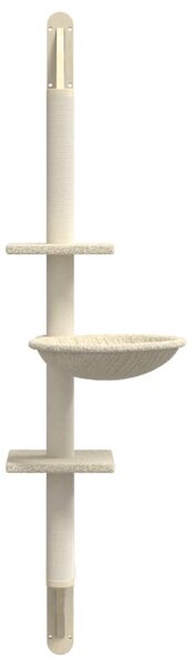 Nástěnné škrabadlo pro kočky se sloupkem krémové 142,5 cm 172395