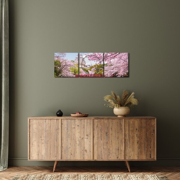 Obraz japonské třešně (s hodinami) (90x30 cm)