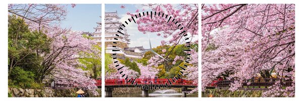 Obraz japonské třešně (s hodinami) (90x30 cm)