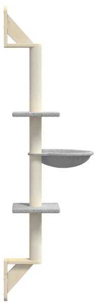 Nástěnné škrabadlo pro kočky se sloupkem světle šedé 142,5 cm 172396
