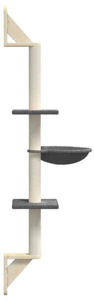 Nástěnné škrabadlo pro kočky se sloupkem tmavě šedé 142,5 cm 172397