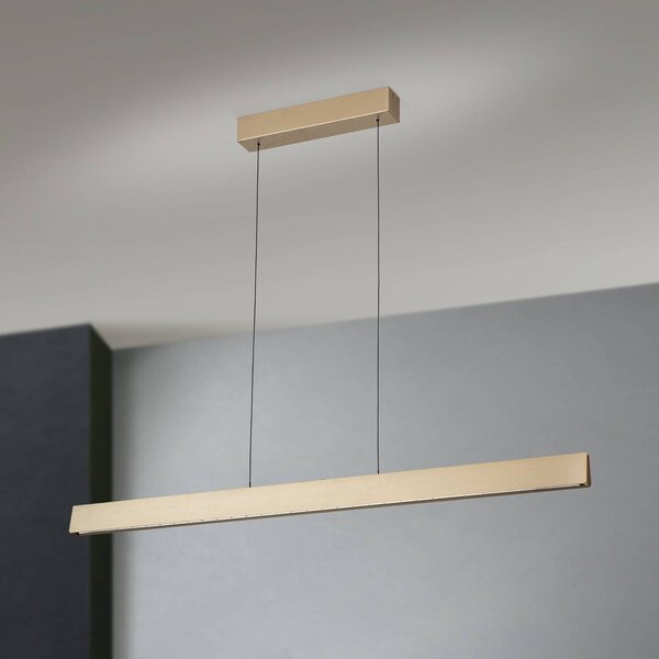 ORION LED závěsné svítidlo Tara, zlatá barva, délka 120 cm, hliník/ocel, stmívatelný, Mosaz / zlato, Obývací pokoj / jídelna, Hliník, Moderní