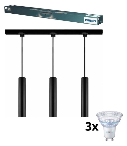 Philips-LED Stm. lustr na lanku v lišt sys EASYLINK 3xGU10/6,2W/230V 1m černá
