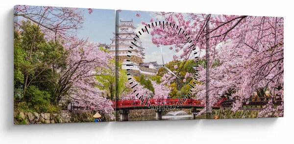 Obraz japonské třešně (s hodinami) (90x30 cm)