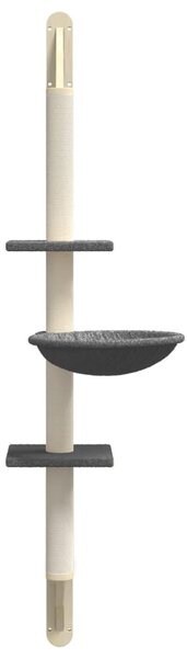 Nástěnné škrabadlo pro kočky se sloupkem tmavě šedé 142,5 cm 172397