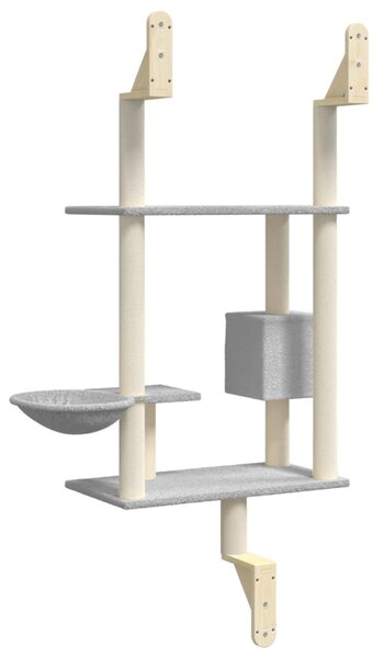 Nástěnné škrabadlo pro kočky se sloupkem světle šedé 153 cm 172405