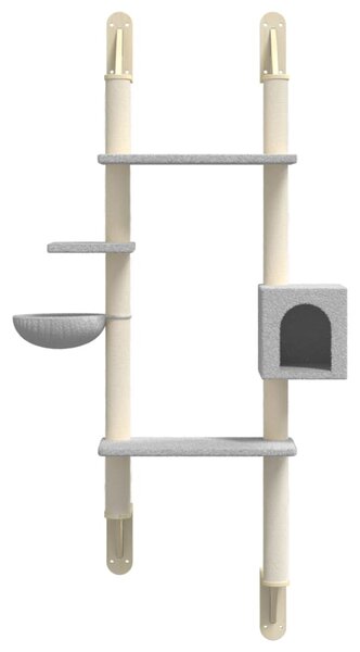 Nástěnné škrabadlo pro kočky se sloupkem světle šedé 180 cm 172402