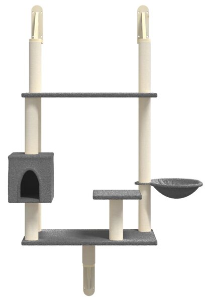 Nástěnné škrabadlo pro kočky se sloupkem tmavě šedé 153 cm 172406