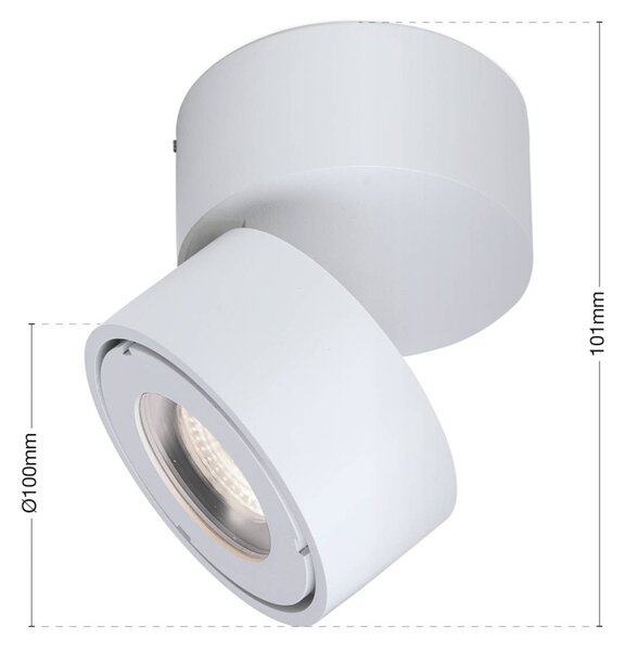 ORION Venkovní reflektor Harvey LED, bílý, Ø 10 cm, hliníkový tlakový odlitek, stmívatelný, Bílá / opál, Hliník, Moderní