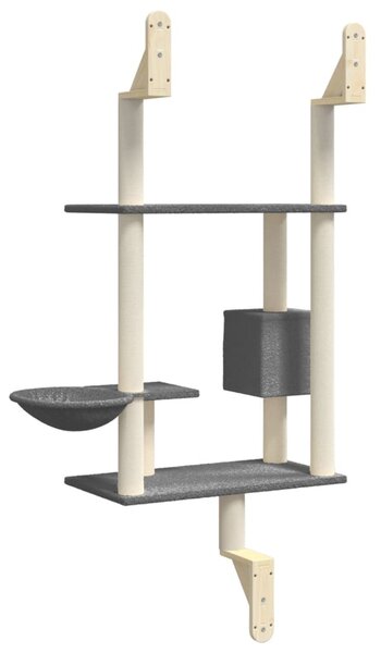 Nástěnné škrabadlo pro kočky se sloupkem tmavě šedé 153 cm 172406