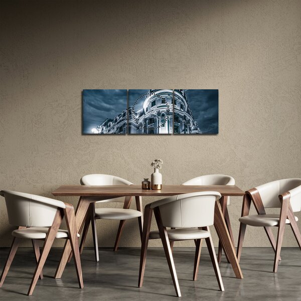 Obraz architektury v temnu (s hodinami) (90x30 cm)