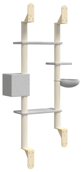 Nástěnné škrabadlo pro kočky se sloupkem světle šedé 180 cm 172402