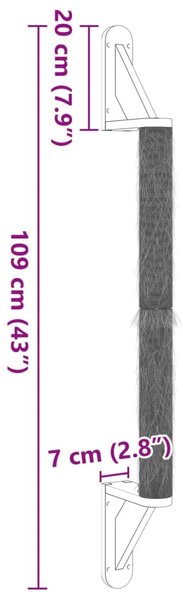 Nástěnné škrabadlo pro kočky 109 cm sisal 172408