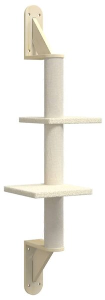 Nástěnné škrabadlo pro kočky se sloupkem krémové 108 cm 172410