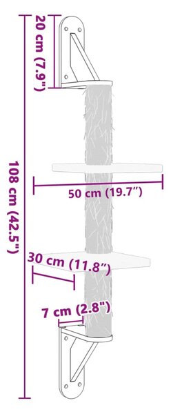 Nástěnné škrabadlo pro kočky se sloupkem tmavě šedé 108 cm 172412