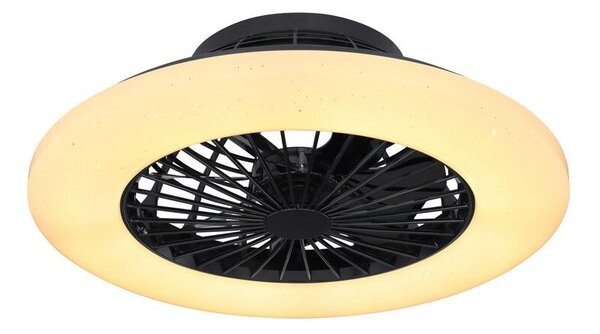 GLOBO 03628B TRAVO stropní svítidlo s ventilátorem LED D525mm 30W/1800lm 3000-6500K černá, opál, stmívatelné, dálkový ovladač, starlight