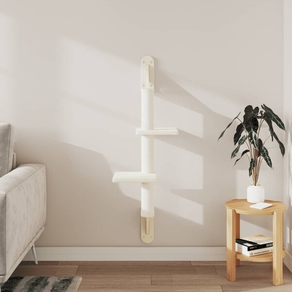 Nástěnné škrabadlo pro kočky se sloupkem krémové 108 cm 172410
