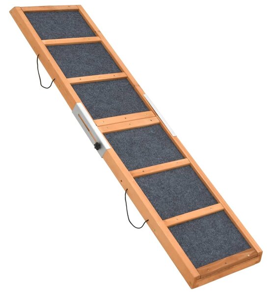 Rampa pro psy šedá 120 x 30 cm masivní jedlové dřevo 172419