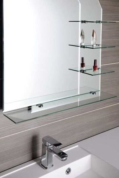 Aqualine Aqualine, WEGA zrcadlo 65x90cm, zaoblené, s policemi, 65028