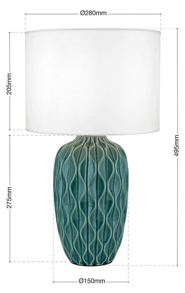ORION Stolní lampa Tortuga, zelená/bílá, výška 49,5 cm, keramika/len, Bílá / opál, Obývací pokoj / jídelna, Keramika