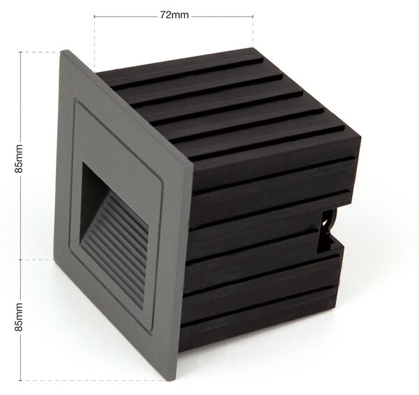 ORION Nástěnné svítidlo Loro LED, antracit, šířka 8,5 cm, hliník, Černá, Hliník, Moderní, Zapuštěné hranaté