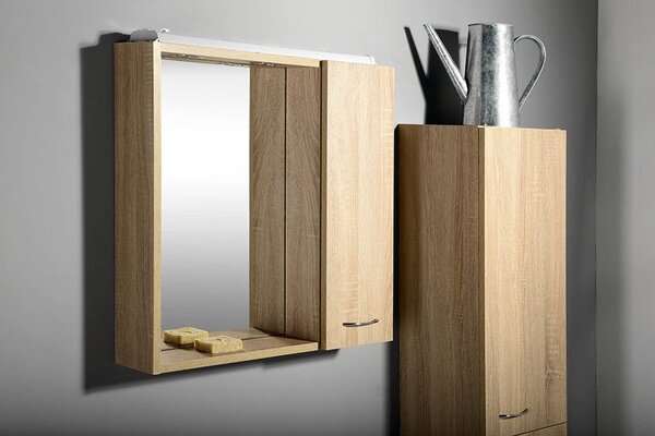 Aqualine Aqualine, ZOJA/KERAMIA FRESH STRIP galerka s LED osvětlením, 60x60x14cm, pravá, bílá, 45022S