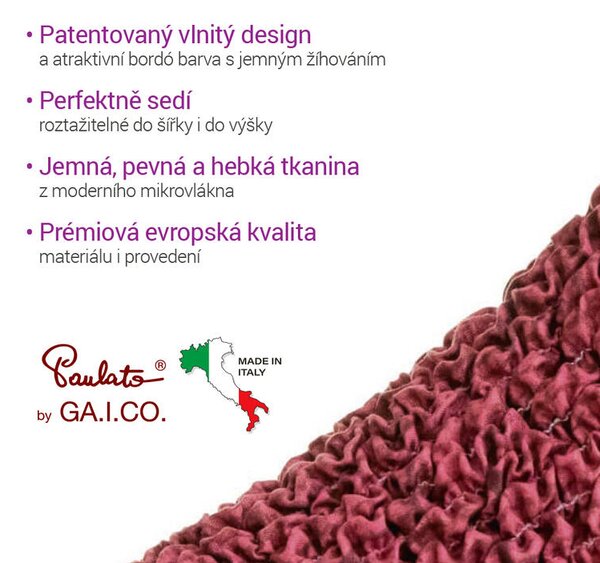 Bielastické potahy VITTORIA bordó židle s opěradlem 2 ks (45 x 45 x 50 cm)