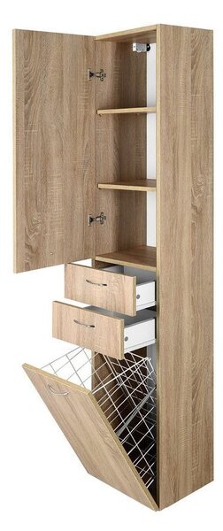 Aqualine Aqualine, ZOJA/KERAMIA FRESH skříňka vysoká s košem 35x184x29cm, levá, dub platin, 51232