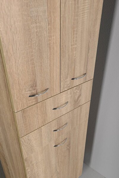 Aqualine Aqualine, ZOJA/KERAMIA FRESH skříňka vysoká s košem 50x184x29cm, dub platin, 51295