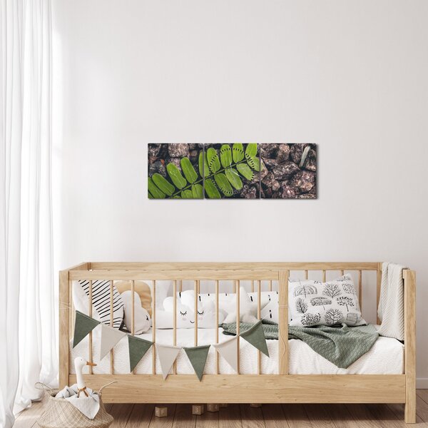 Obraz zelené rostliny (s hodinami) (90x30 cm)