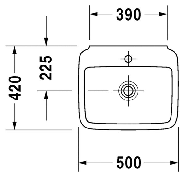 Duravit PuraVida - Umyvadlo 500x420 mm, bez přepadu, bílá 0720500000