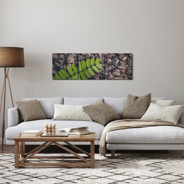 Obraz zelené rostliny (s hodinami) (90x30 cm)