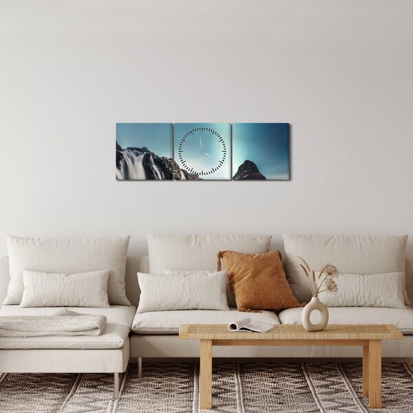 Obraz vodopádů (s hodinami) (90x30 cm)