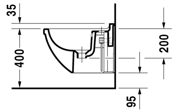 Duravit Starck 3 - Závěsný bidet Compact, 1 otvor pro armaturu propíchnutý, 360 x 475 mm, bílý 2281150000