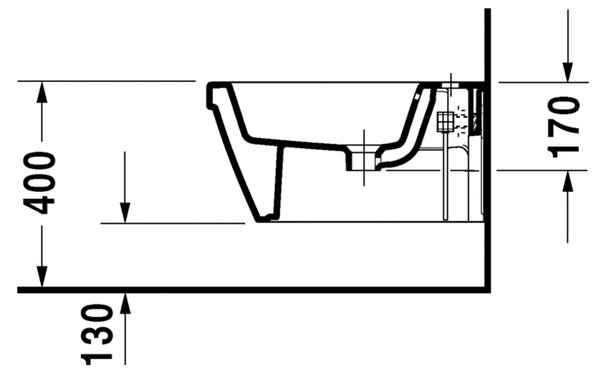Duravit 2nd floor - Závěsný bidet 540x370 mm s přepadem, bílá 2254150000