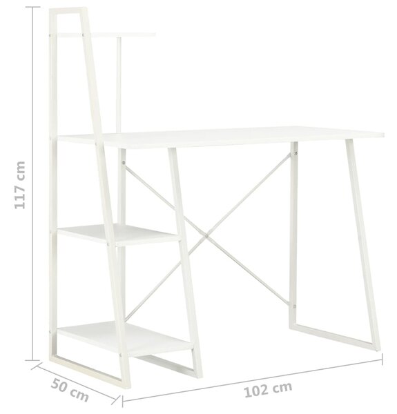 Psací stůl s poličkami bílý 102 x 50 x 117 cm 20282