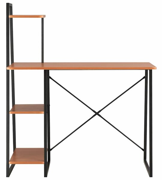 Psací stůl s poličkami černý a hnědý 102 x 50 x 117 cm 20285