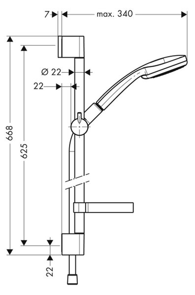 Hansgrohe Croma 100 - Vario sprchová souprava se sprchovou tyčí 65 cm a miskou na mydlo, chrom 27772000