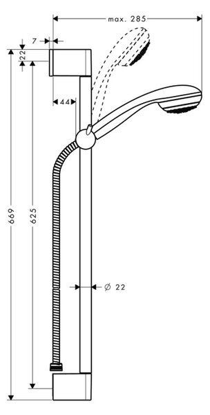 Hansgrohe Crometta 85 sprchová sada Mono se sprchovou tyčí 65 cm, chrom 27728000