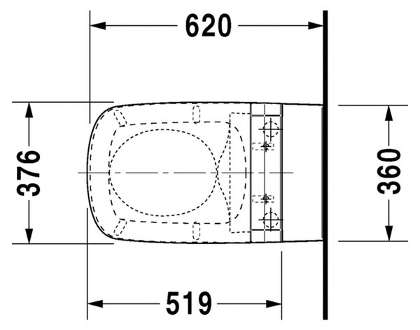 Duravit DuraStyle - Závěsné WC pro SensoWash® 620x370 mm, bílá 2537590000
