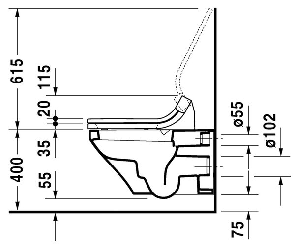 Duravit DuraStyle - Závěsné WC pro SensoWash® 620x370 mm, bílá 2537590000