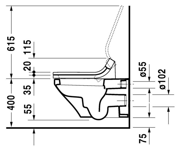 Duravit DuraStyle - Závěsné WC pro SensoWash® 620x370 mm, bílá 2537590000