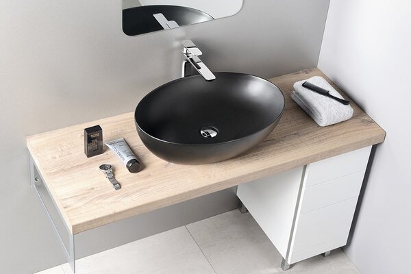 GSI GSI, PURA keramické umyvadlo na desku 60x42 cm, černá matná, 884226