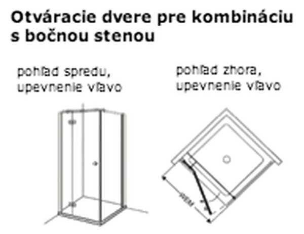 Duscholux Classic - otevírací dveře s upevněním vlevo pro šířku vaničky 80 cm
